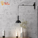 GobekUsa Gold/Black Swing Arm Wall Lamp LED E27, Adjustable & Rotatable Sconce