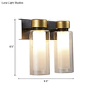 GobekUsa Modern Dual Cylinder Brass Sconce Light Fixture with Clear Glass - 2 Bulbs, LED Wall Mount Lamp