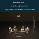 Modern gold & blue dimmable crystal chandelier dining room light by Decorbites
