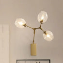 GobekUsa Gold Metal Branch Sconce Light Fixture - Modern Wall Lamp with 3 Bulbs and Clear Glass Shades
