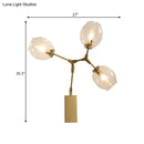 GobekUsa Gold Metal Branch Sconce Light Fixture - Modern Wall Lamp with 3 Bulbs and Clear Glass Shades