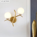 GobekUsa Modern Gold Metal Branch Wall Sconce with 2 Bulbs - Ideal for Living Room Lighting