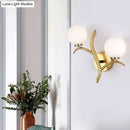GobekUsa Modern Gold Metal Branch Wall Sconce with 2 Bulbs - Ideal for Living Room Lighting