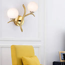 GobekUsa Modern Gold Metal Branch Wall Sconce with 2 Bulbs - Ideal for Living Room Lighting