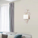 GobekUsa Modern White Fabric Square Wall Mount Lamp with Pink Crystal Accent - 2 Lights Sconce