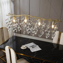 GobekUsa Modern Gold Branching Island Hanging Lamp with Crystal Droplets - 4-Bulb Metallic Pendant Light