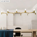 GobekUsa Metallic Branch Island Pendant Light with 10 Bare Bulbs for Modern Dining Room