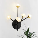 GobekUsa Modern Geometric Wall Sconce with 5 Black/Gold Lights and Branching Acrylic Shade Design