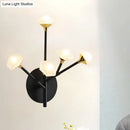 GobekUsa Modern Geometric Wall Sconce with 5 Black/Gold Lights and Branching Acrylic Shade Design