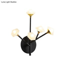GobekUsa Modern Geometric Wall Sconce with 5 Black/Gold Lights and Branching Acrylic Shade Design