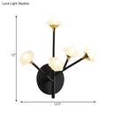 GobekUsa Modern Geometric Wall Sconce with 5 Black/Gold Lights and Branching Acrylic Shade Design