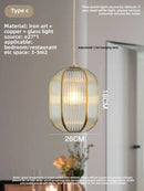 GobekUsa Brass Glass Restaurant Light Nordic Bedroom Chandelier