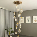 GobekUsa Bubble Crystal Ceiling Pendant Light, LED Villa Staircase Hanging Lamps