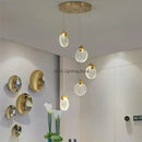 GobekUsa Bubble Crystal Ceiling Pendant Light, LED Villa Staircase Hanging Lamps