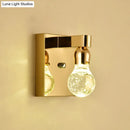 GobekUsa Modern Gold Bulb-Shaped Crystal Wall Sconce - Bedroom Bubble Light Fixture