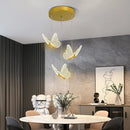 Modern Gold Butterfly 3-Light Metal Pendant Light
