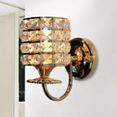 GobekUsa Modern Metal Wall Light Fixture with Crystal Shade and Cylinder Design - Ideal for Living Room