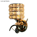 GobekUsa Modern Metal Wall Light Fixture with Crystal Shade and Cylinder Design - Ideal for Living Room