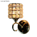 GobekUsa Modern Metal Wall Light Fixture with Crystal Shade and Cylinder Design - Ideal for Living Room