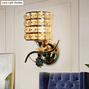 GobekUsa Modern Metal Wall Light Fixture with Crystal Shade and Cylinder Design - Ideal for Living Room