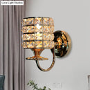 GobekUsa Modern Metal Wall Light Fixture with Crystal Shade and Cylinder Design - Ideal for Living Room