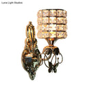 GobekUsa Modern Metal Wall Light Fixture with Crystal Shade and Cylinder Design - Ideal for Living Room