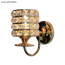 GobekUsa Modern Metal Wall Light Fixture with Crystal Shade and Cylinder Design - Ideal for Living Room