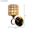 GobekUsa Modern Metal Wall Light Fixture with Crystal Shade and Cylinder Design - Ideal for Living Room