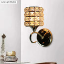 GobekUsa Modern Metal Wall Light Fixture with Crystal Shade and Cylinder Design - Ideal for Living Room