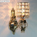 GobekUsa Modern Metal Wall Light Fixture with Crystal Shade and Cylinder Design - Ideal for Living Room