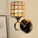 GobekUsa Modern Metal Wall Light Fixture with Crystal Shade and Cylinder Design - Ideal for Living Room