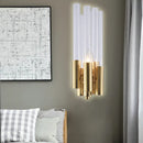 GobekUsa Gold Candelabra Sconce with Flute Crystal Shade and Modern Twist