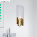 GobekUsa Gold Candelabra Sconce with Flute Crystal Shade and Modern Twist