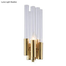 GobekUsa Gold Candelabra Sconce with Flute Crystal Shade and Modern Twist