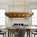 GobekUsa Brown Glass Pendant Lights for Dining Table Chandelier, Oval Clear Round Suspension Lamp
