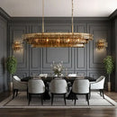 GobekUsa Brown Glass Pendant Lights for Dining Table Chandelier, Oval Clear Round Suspension Lamp