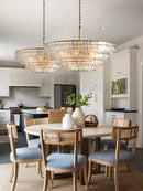 GobekUsa Brown Glass Pendant Lights for Dining Table Chandelier, Oval Clear Round Suspension Lamp