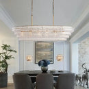 GobekUsa Brown Glass Pendant Lights for Dining Table Chandelier, Oval Clear Round Suspension Lamp