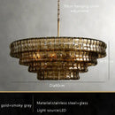 GobekUsa Brown Glass Pendant Lights for Dining Table Chandelier, Oval Clear Round Suspension Lamp