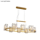 GobekUsa Modern Gold Ceiling Pendant Lamp with Clear Crystal Icicle Shade – 8 Bulbs, Oval Design