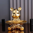 Modern gold ceramic electroplating bear tray living room decoration by Decorbites