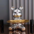 Modern gold ceramic electroplating bear tray living room decoration by Decorbites