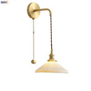 GobekUsa Ceramic Wall Lamp Pull Chain LED Modern Nordic Copper Socket Mirror Light