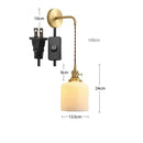 GobekUsa Ceramic Wall Lamp Pull Chain LED Modern Nordic Copper Socket Mirror Light