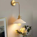 GobekUsa Ceramic Wall Lamp Pull Chain LED Modern Nordic Copper Socket Mirror Light