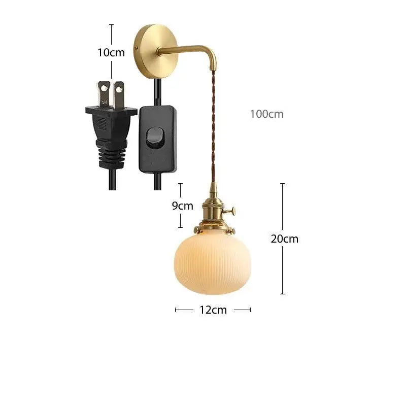 GobekUsa Ceramic Wall Lamp Pull Chain LED Modern Nordic Copper Socket Mirror Light, photo 18 of 23