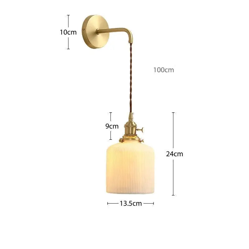 GobekUsa Ceramic Wall Lamp Pull Chain LED Modern Nordic Copper Socket Mirror Light, photo 12 of 23