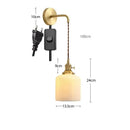 GobekUsa Ceramic Wall Lamp Pull Chain LED Modern Nordic Copper Socket Mirror Light