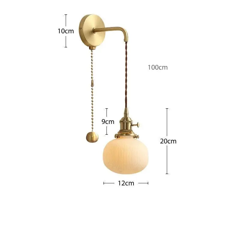 GobekUsa Ceramic Wall Lamp Pull Chain LED Modern Nordic Copper Socket Mirror Light, photo 15 of 23