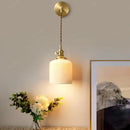 GobekUsa Ceramic Wall Lamp Pull Chain LED Modern Nordic Copper Socket Mirror Light